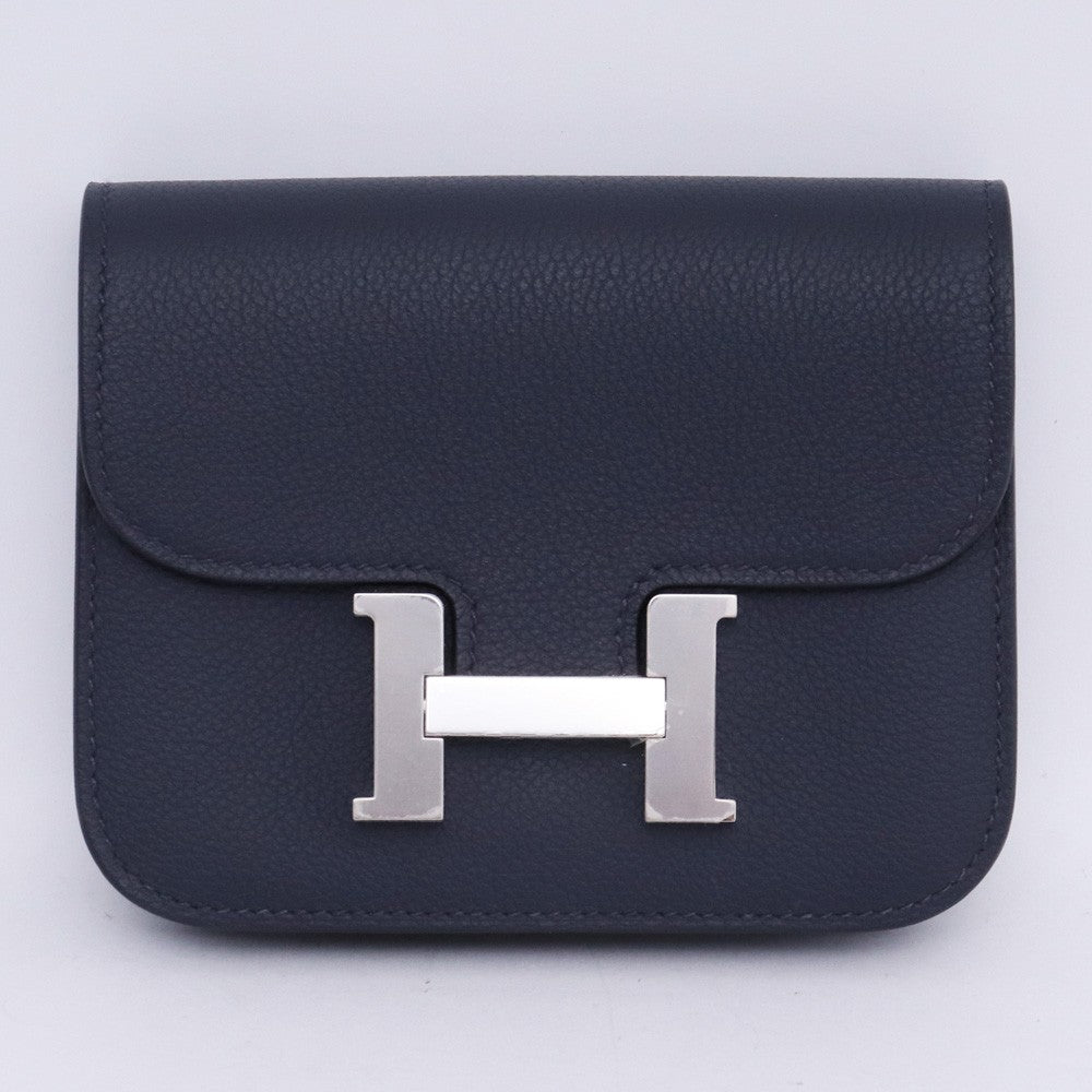 HERMES Constance Slim Bag Navy Silver Hardware Size F