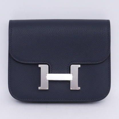 HERMES Constance Slim Bag Navy Silver Hardware Size F