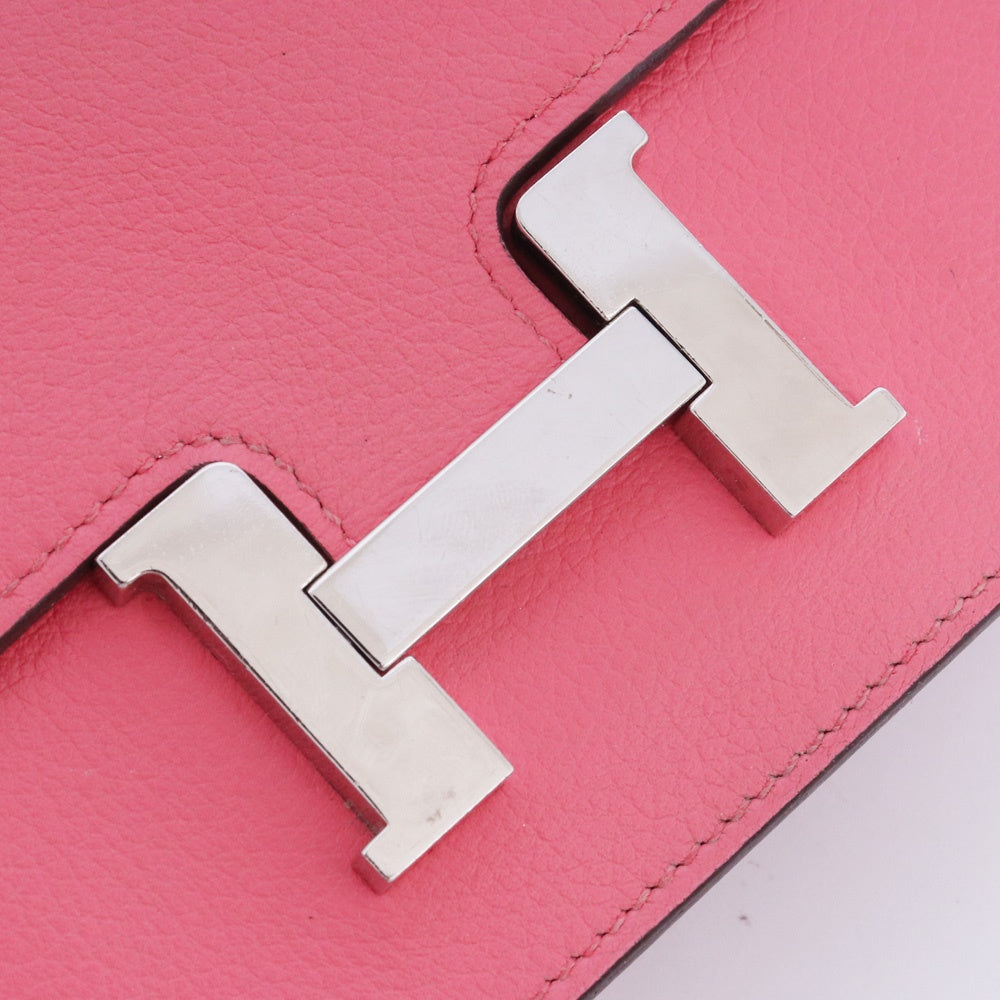 Hermes Constance Slim Wallet Bag Pink Size F