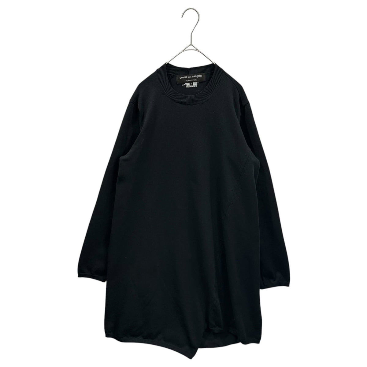 CDG HOMME PLUS 18AW Asymmetrical Hem Long Knit Black Size S