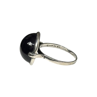 BOTTEGA VENETA Silver Blue Stone Cabochon Ring Size JP 27
