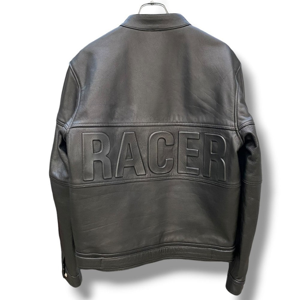 Racer Worldwide Black Leather Embossed Jacket Size S