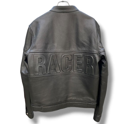 Racer Worldwide Black Leather Embossed Jacket Size S
