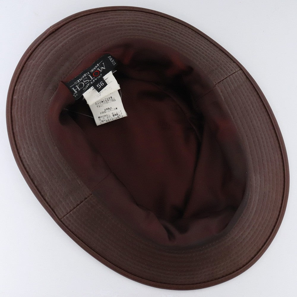 HERMES MOTSCH Leather Bucket Hat Brown Size 56