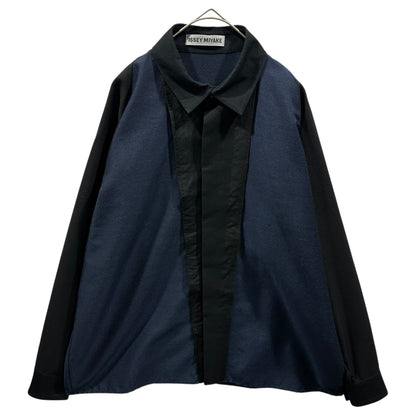 ISSEY MIYAKE Two-Tone Fly-Front Wide Shirt Multi Size 2