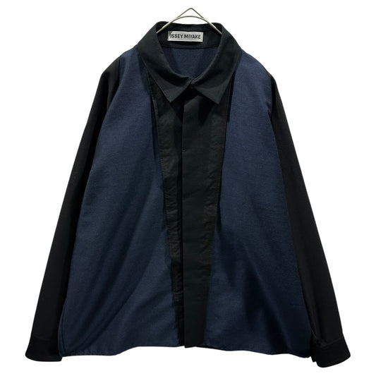ISSEY MIYAKE Two-Tone Fly-Front Wide Shirt Multi Size 2