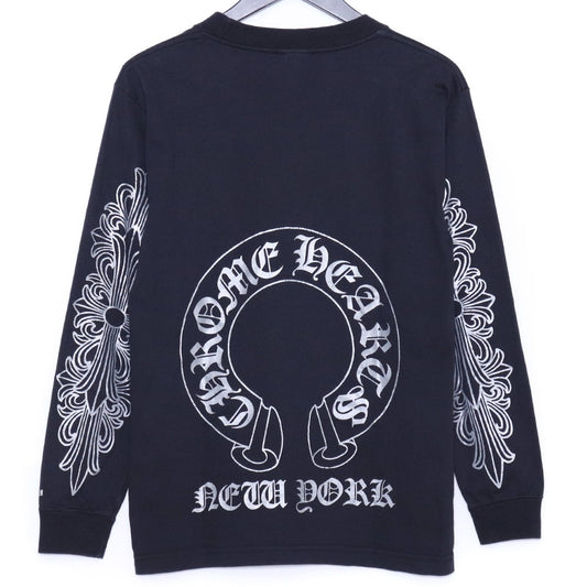 CHROME HEARTS OLD NY Floral Cross Horseshoe Tee Black Size S