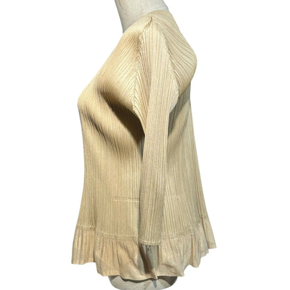 PLEATS PLEASE Mesh Pleated Long-Sleeve Top Size 4
