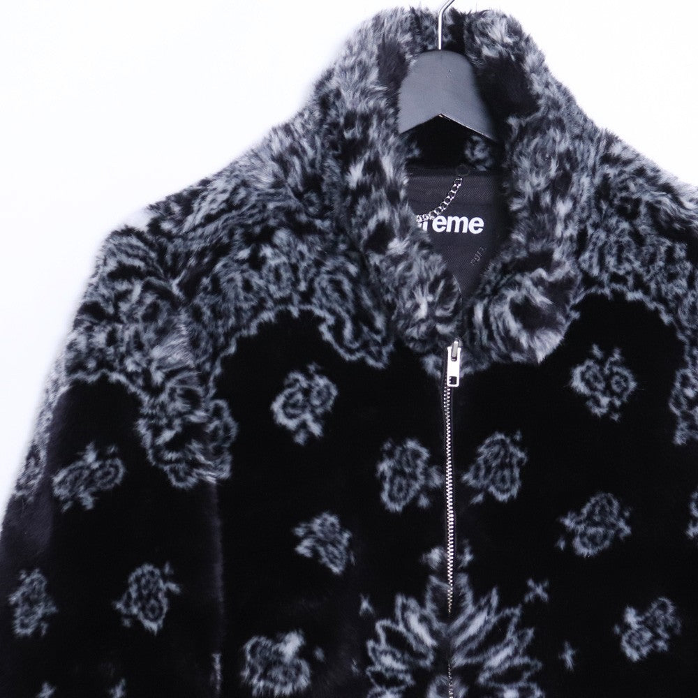 SUPREME 21SS Bandana Faux Fur Bomber Jacket Black Size M