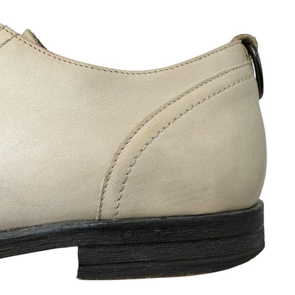 McQ Old 6-Hole Plain-Toe Leather Shoes Ivory Size EU 42