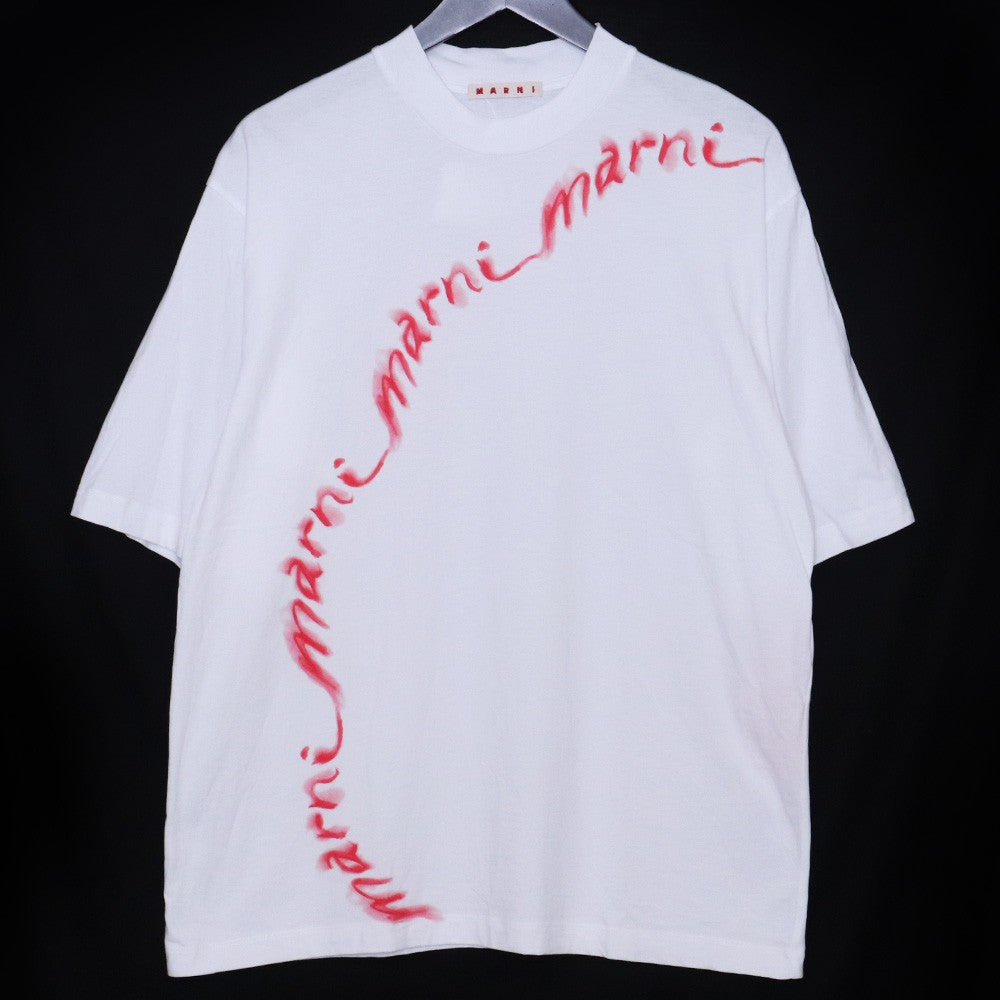 Marni White Cotton Print Logo T-Shirt Size 36
