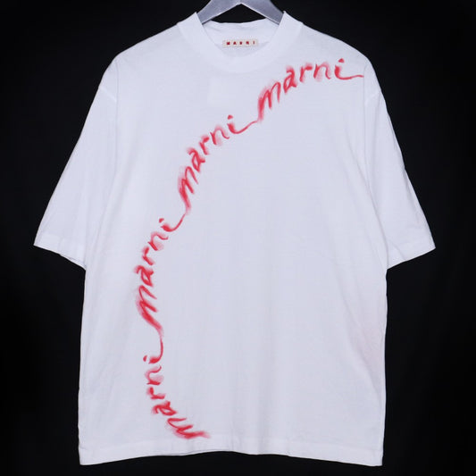 Marni White Cotton Print Logo T-Shirt Size 36