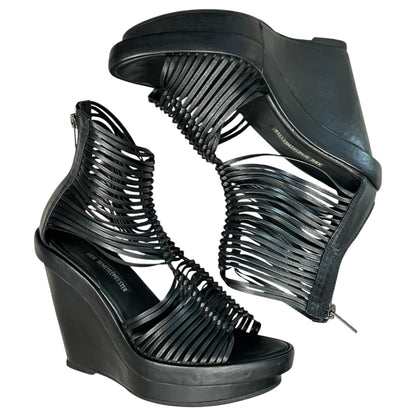 ANN DEMEULEMEESTER 12SS Wedge Sole Leather Sandals Size 37