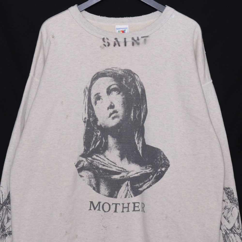 SAINT MICHAEL 22AW Mother Crewneck Sweatshirt Grey Size XL