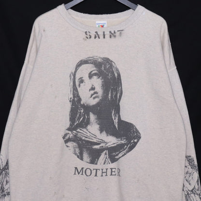 SAINT MICHAEL 22AW Mother Crewneck Sweatshirt Grey Size XL
