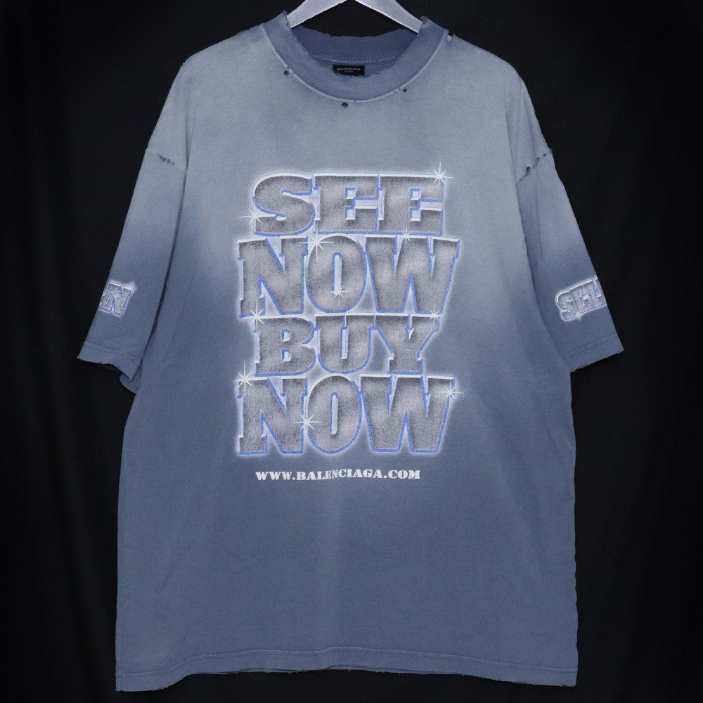 BALENCIAGA 24SS See Now Buy Now T-Shirt Blue Size XL