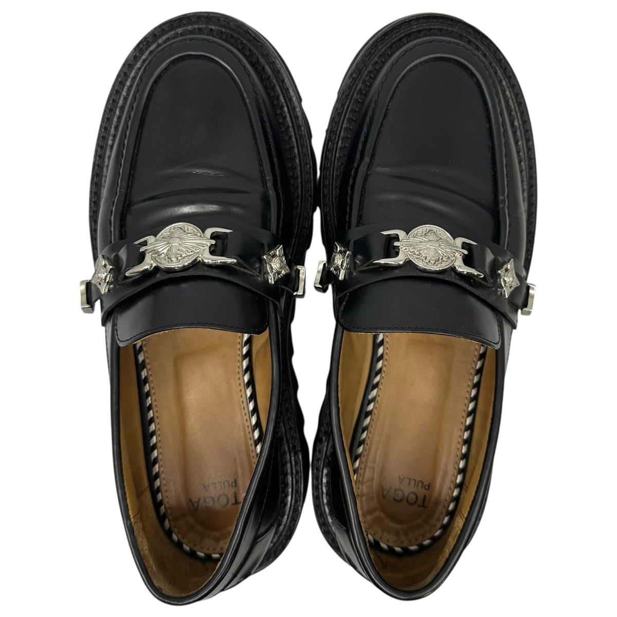 TOGA PULLA Shark Sole Metal Bit Loafers Black Size EU 40