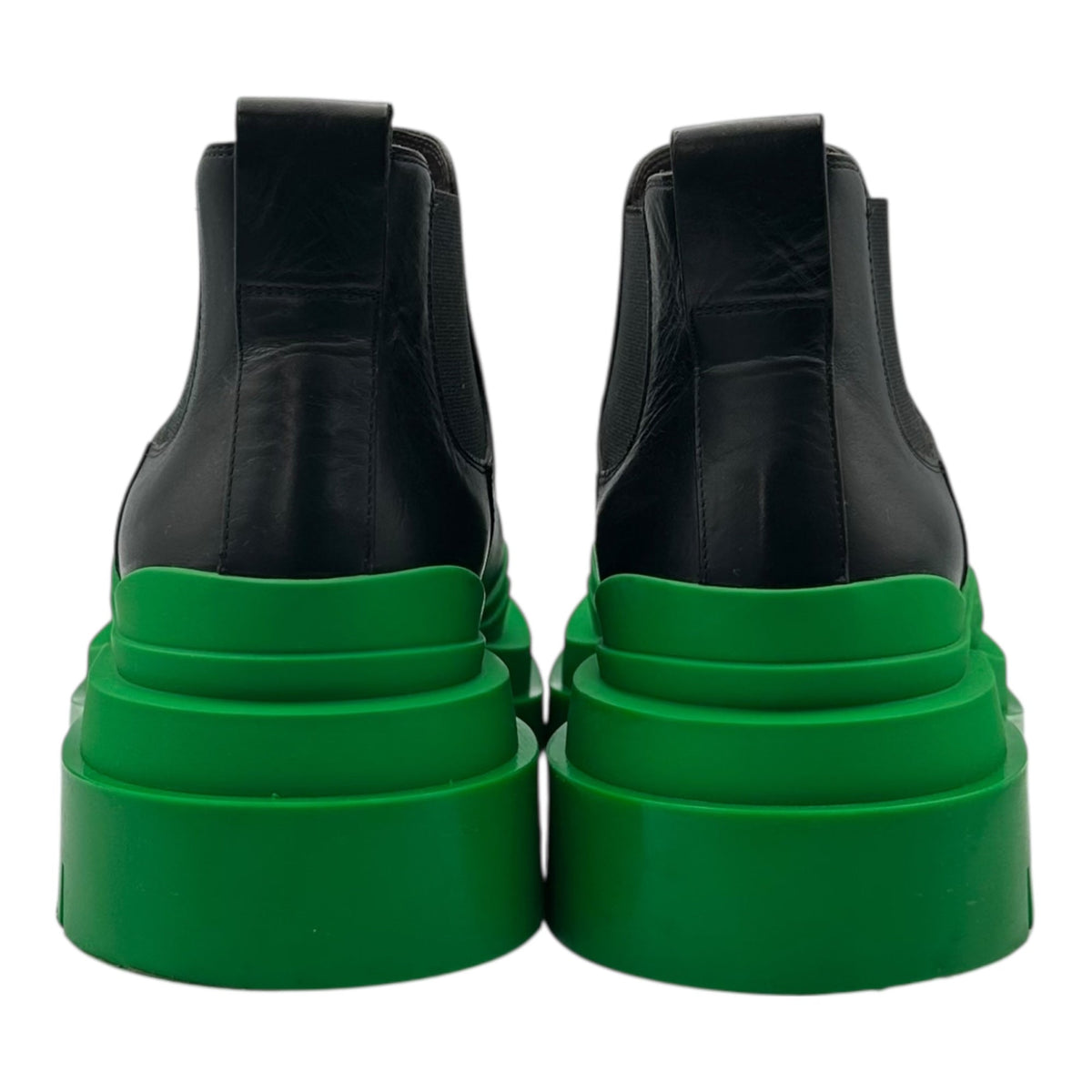 BOTTEGA VENETA TIRE Ankle Chelsea Black Green Boots Size EU 42