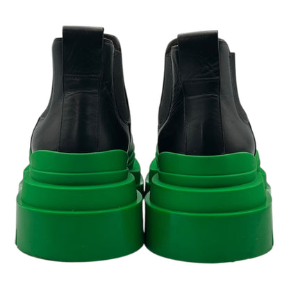 BOTTEGA VENETA TIRE Ankle Chelsea Black Green Boots Size EU 42