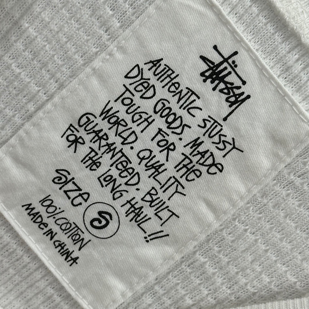 STUSSY 26SS Pigment Dyed Long Sleeve Thermal T-Shirt White Size S