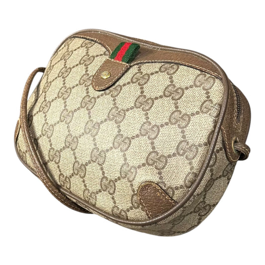 GUCCI Vintage GG Plus Sherry Line Leather Bag