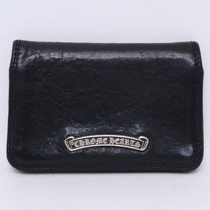 CHROME HEARTS Grommet Leather Card Holder Black Card Case Size F