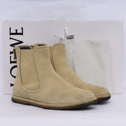 LOEWE Suede Chelsea Side-Gore Boots Beige Size EU 41