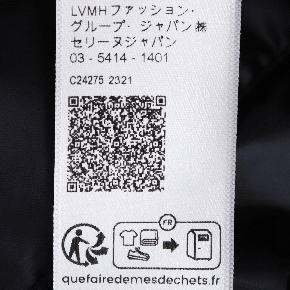 CELINE Logo Nylon Stand Neck Down Jacket Black Size 46