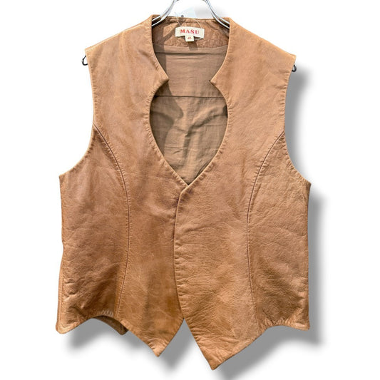 MASU 24AW Bat Goat Leather Vest Brown Size 48