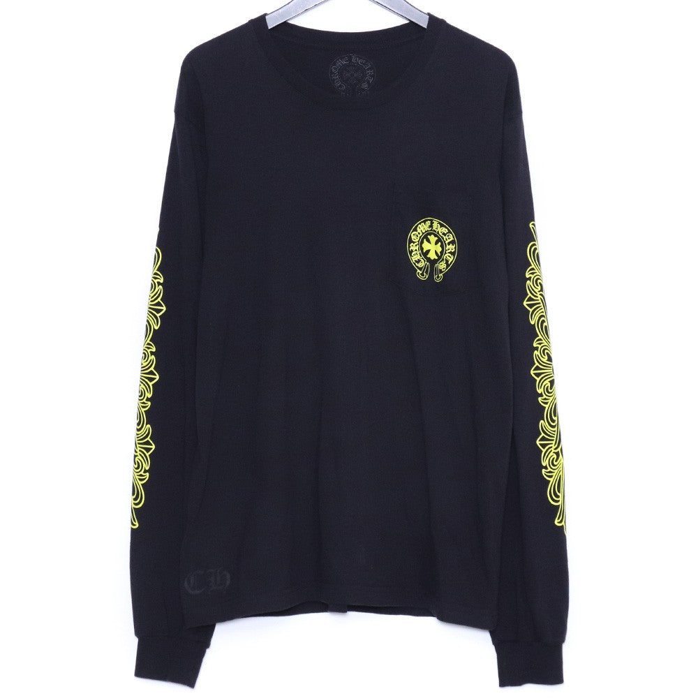 CHROME HEARTS DBL FLRL Long Sleeve T-Shirt Black Size L