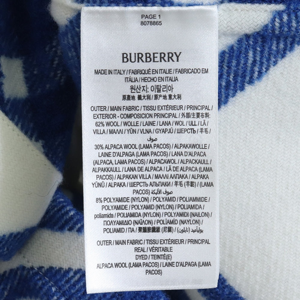 BURBERRY 23AW Check Wool Blend Overshirt Night Shirt Size L
