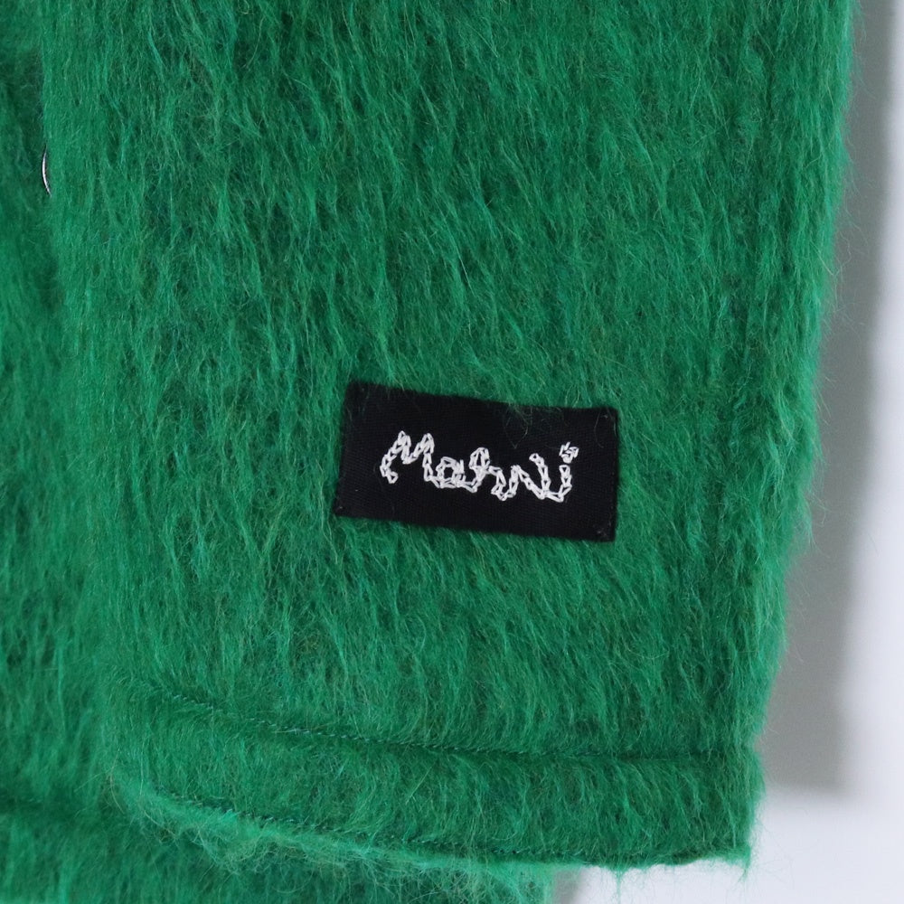 MARNI Single Breasted Faux Fur Coat Green Size 48