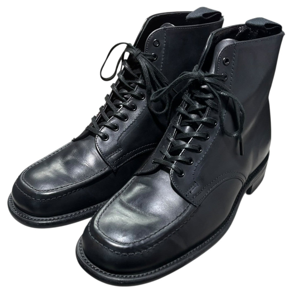 SANDERS B.G.S Apron Derby Boots Black U-Tip Size 6 1/2