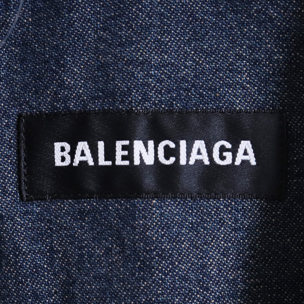 BALENCIAGA 2020 Navy Wool & Denim Blazer Jacket Size 46