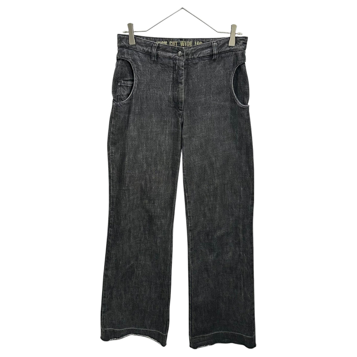 MM6 03SS Circular Pocket Wide Flare Pants Black Size 42