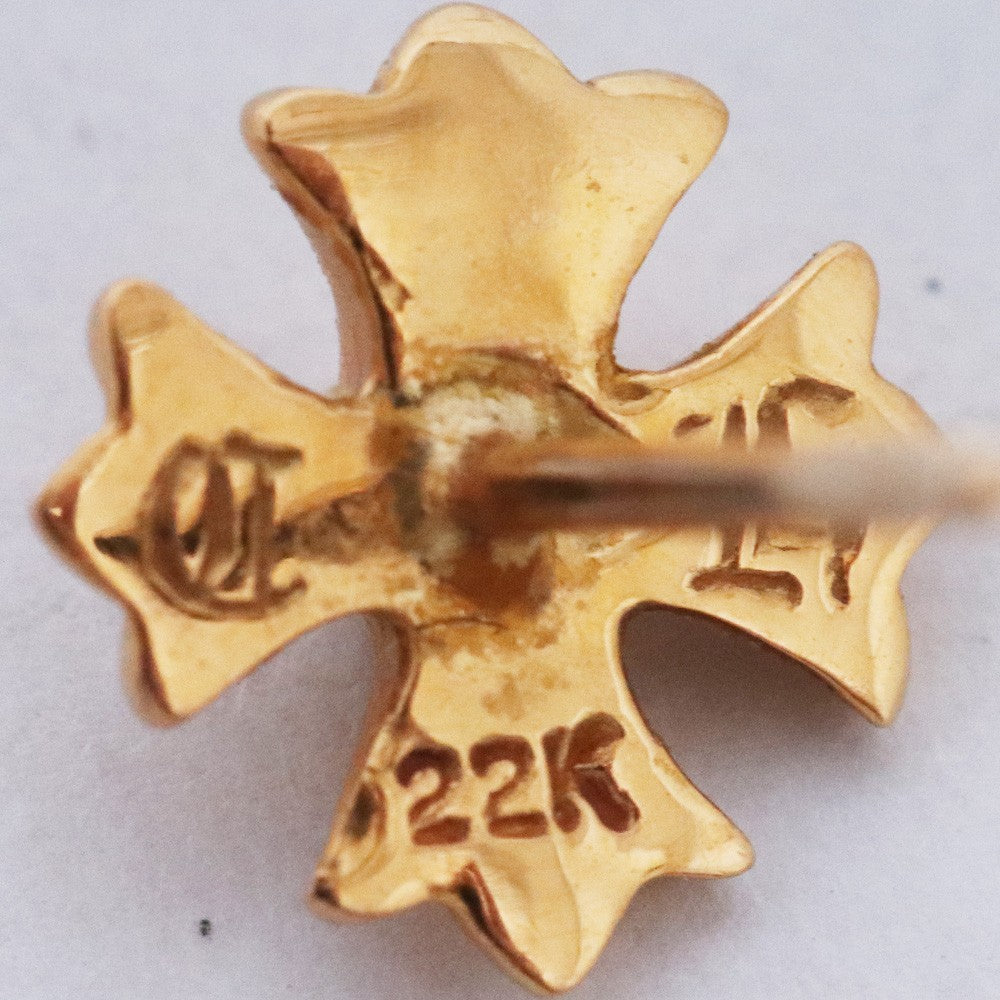 CHROME HEARTS 22K CH Plus Stud Earring Gold Size F