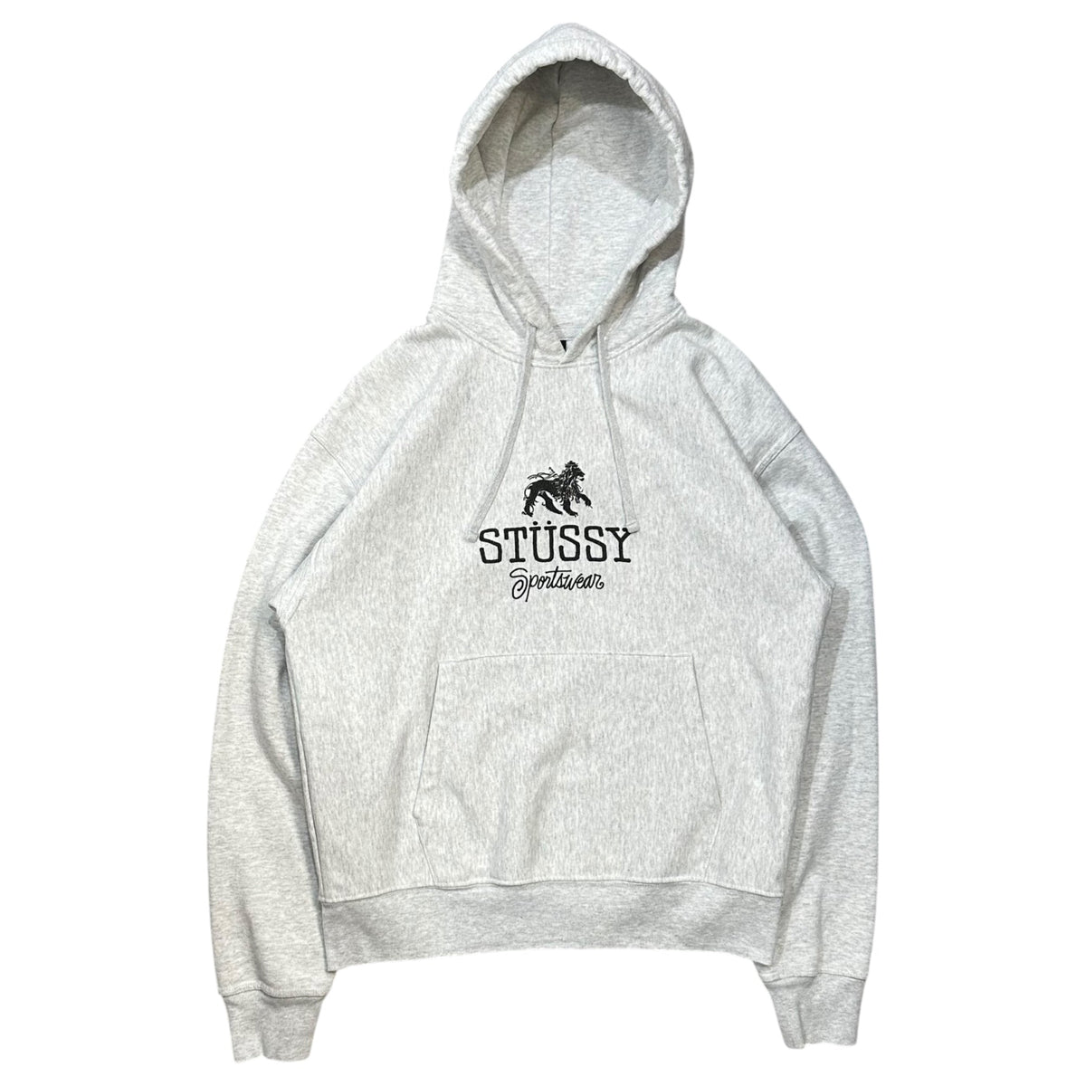 STUSSY 24AW Sport Swear Hood Lion Graphic Light Gray Hoodie Size M