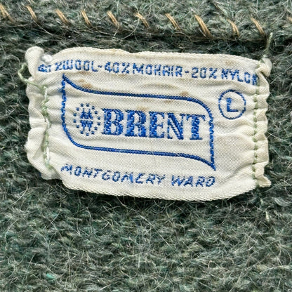BRENT 60s Shaggy Mohair Cardigan Gray Green Size L