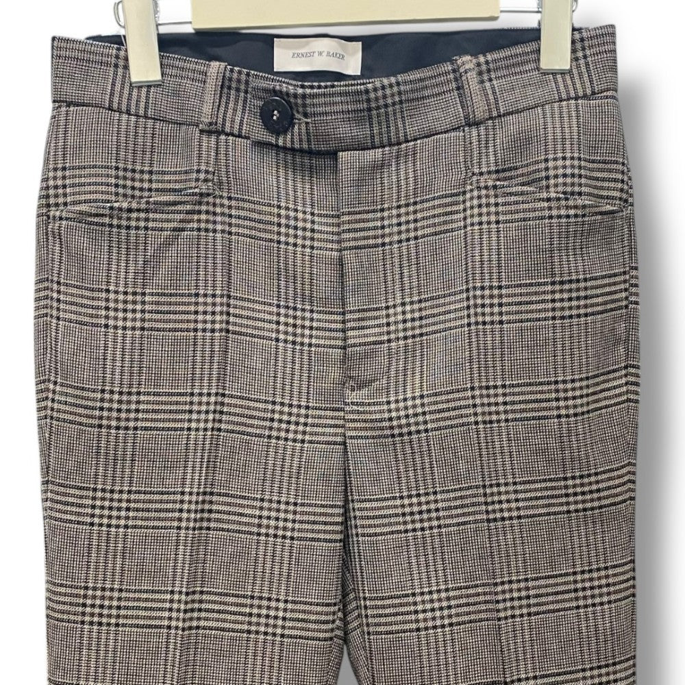 ERNEST W. BAKER CUFFED 70s Check Trousers Brown Size XS