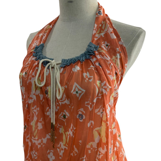 LOUIS VUITTON Halter-Neck Monogram Cotton Dress Size 34