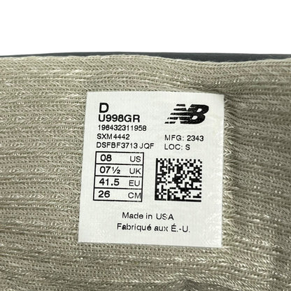 NEW BALANCE Made in USA 998 GR "Gray" Sneakers Size 26cm