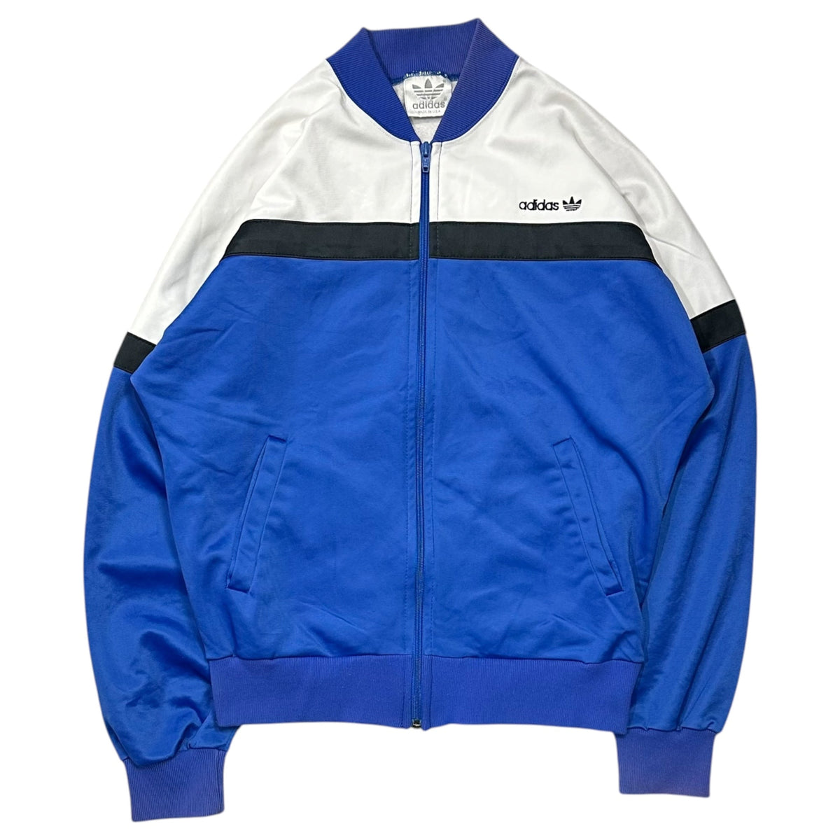adidas 1980s Zip-Up Polyester Track Jacket Blue/White Size S