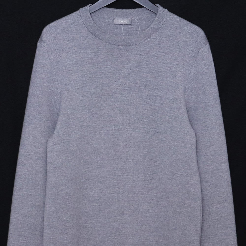 DIOR CD Icon Virgin Wool Pullover Sweater Gray Size M