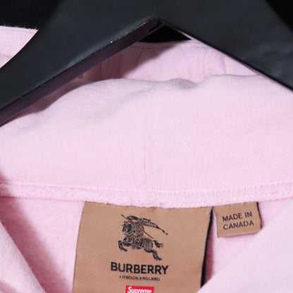 SUPREME 22SS Burberry Box Logo Pullover Hoodie Pink Size XL