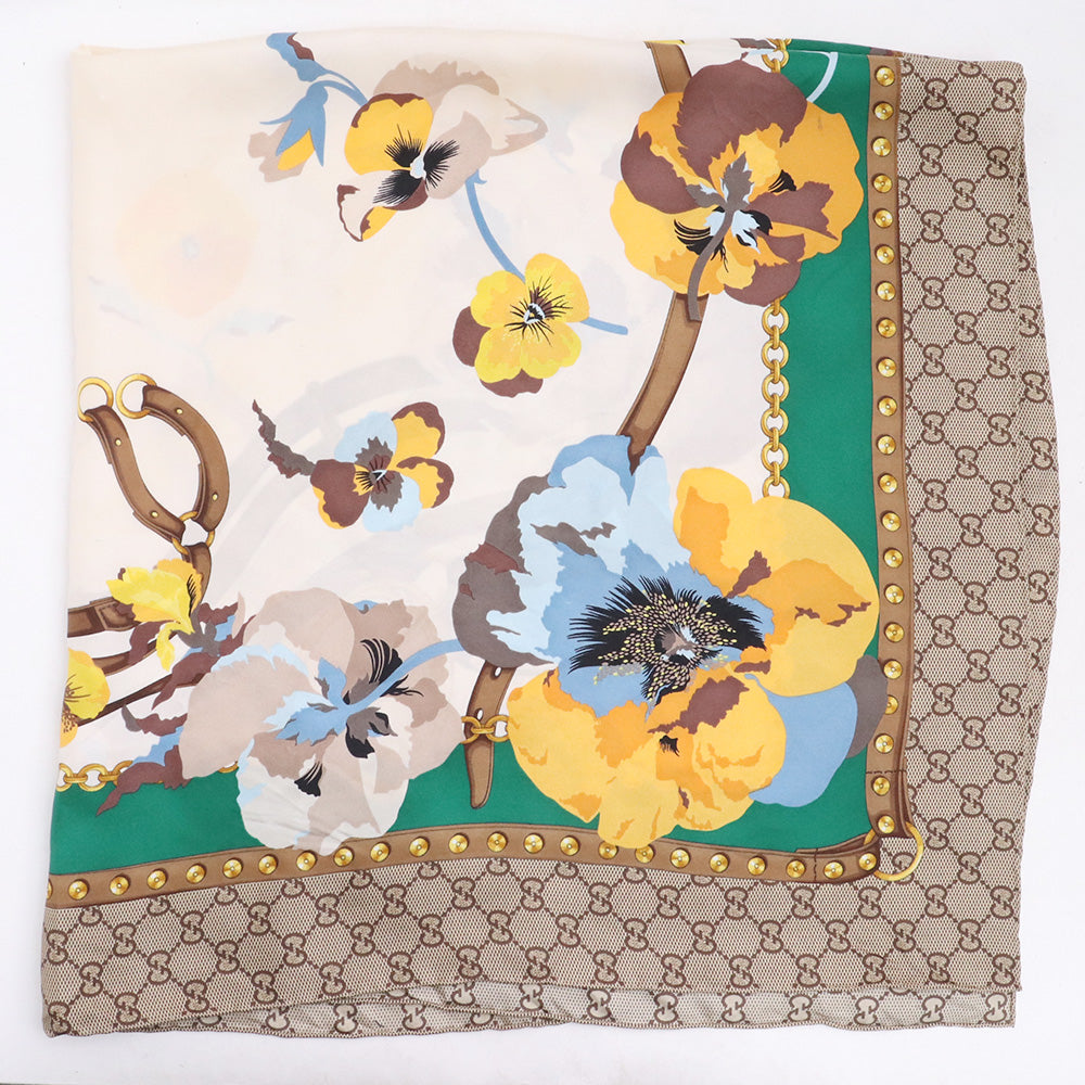 Gucci Silk Multicolor 50879 Floral GG Scarf