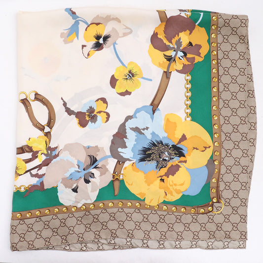 Gucci Silk Multicolor 50879 Floral GG Scarf