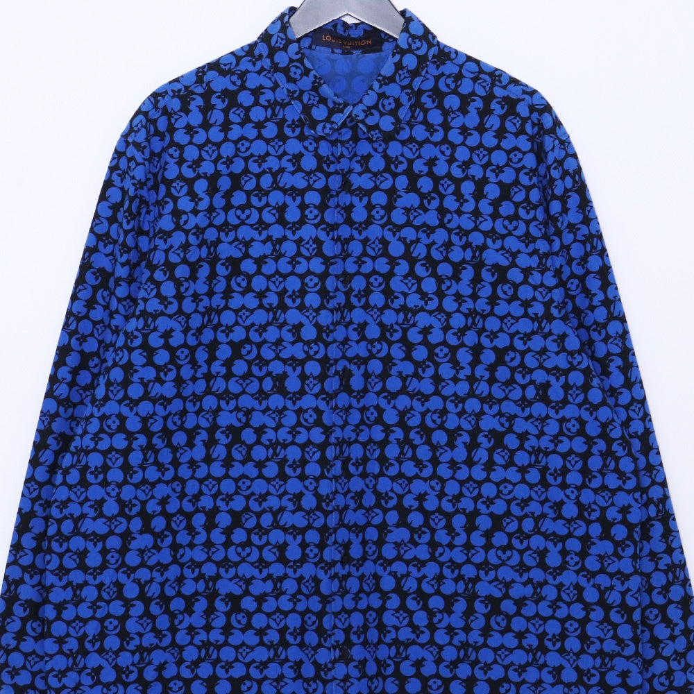 Louis Vuitton 19AW Perforated Monogram Blue Shirt Size XL