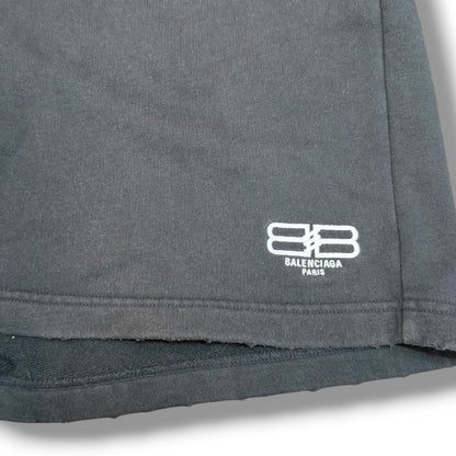 Balenciaga BB Paris Icon Logo Jogger Shorts Black Size M
