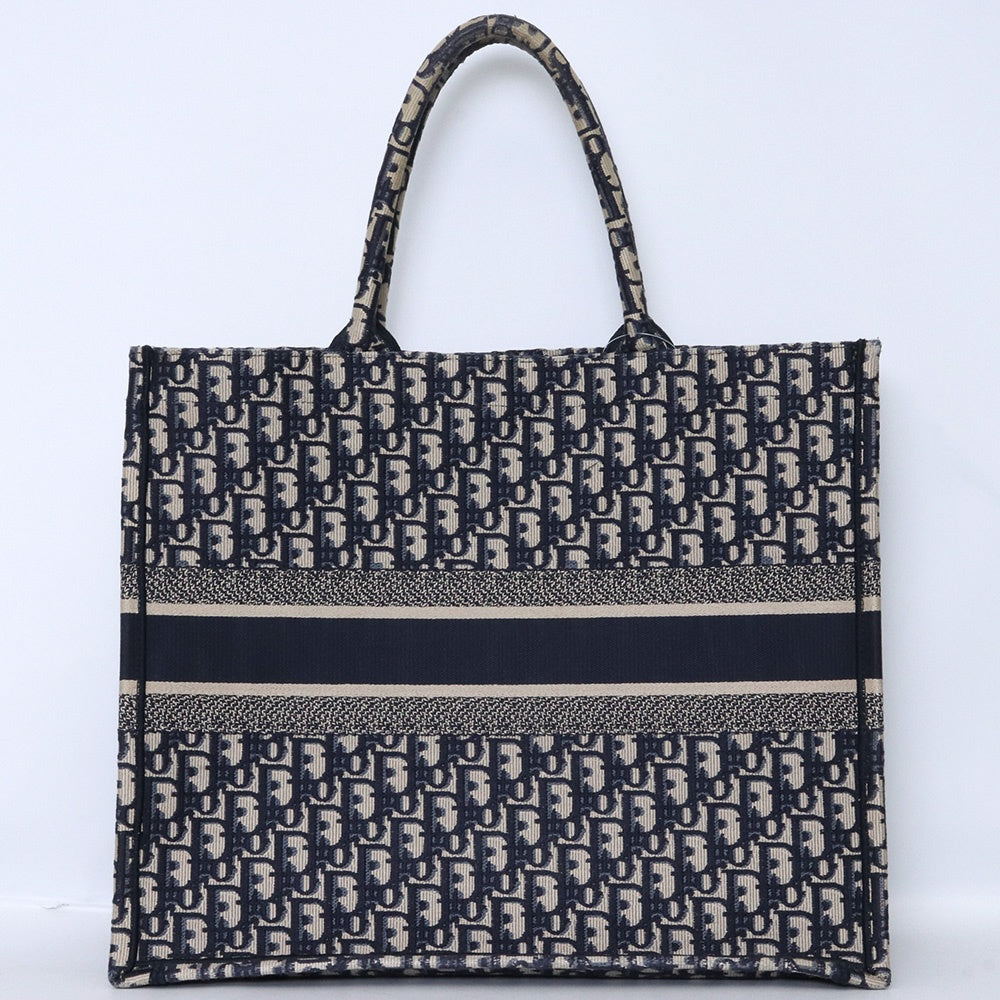 CHRISTIAN DIOR Large Oblique Canvas Bag Navy Size ONE SIZE