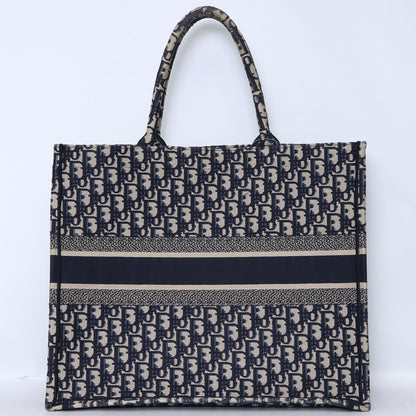 CHRISTIAN DIOR Large Oblique Canvas Bag Navy Size ONE SIZE
